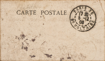 Used grungy paper Vintage postcard letter stamp