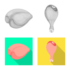 Vector illustration of product and poultry sign. Collection of product and agriculture stock vector illustration.