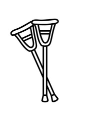 stütze 2 krücken arzt patient gehhilfe gebrochenes bein krankenhaus gesund werden clipart kontur version design cool heilen gehen laufen schmerzen
