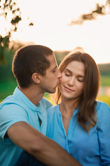 Fototapeta premium A couple in love kissing.Portrait photos