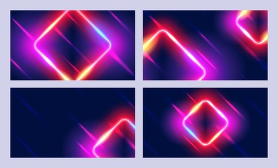 Set of Futuristic abstract colorful vector backgrounds with Glowing electric bright neon lines . Abstract Modern Vector Layout