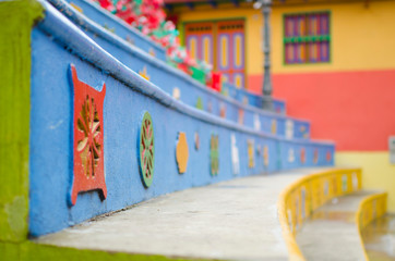 Fototapeta na wymiar Colorful and decorated steps, in Guatapé