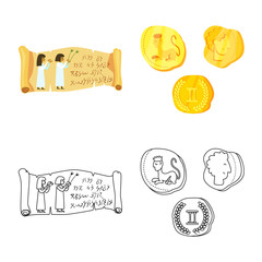 Isolated object of story and items logo. Collection of story and attributes vector icon for stock.