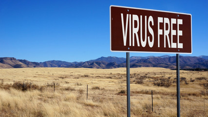 Virus free word on road sign