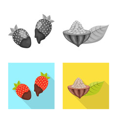 Vector illustration of food and yummy symbol. Set of food and brown stock symbol for web.