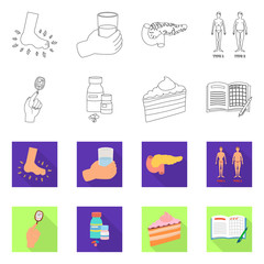 Isolated object of diet and treatment symbol. Set of diet and medicine vector icon for stock.