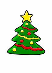 Christmas tree decorated vector illustration.