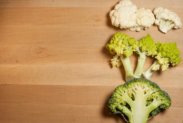 romanesco, broccoli and cauliflower