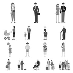 Isolated object of face and portrait symbol. Set of face and happy vector icon for stock.