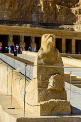 Statue of Horus near the temple of Hatshepsut at the Deir el Bahari in Luxor, Egypt