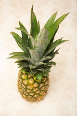 One whole pineapple, a ripe, fresh tropical fruit, 