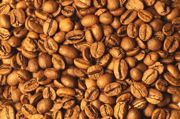 Coffee beans close up background. roasted coffee beans macro