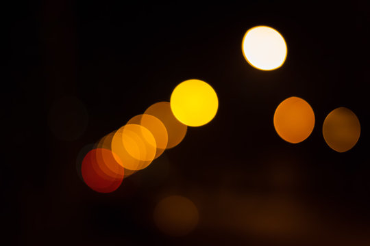 Abstract image of soft bokeh lights in the city.