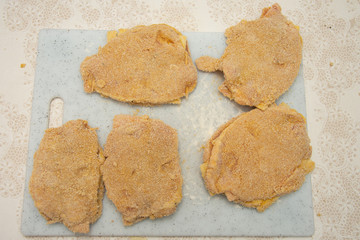 grilled pork with egg and bread crumbs
