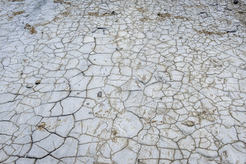 Cracked soil in Berca Mud Volcanoes area near Scortoasa village in Romania