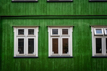 colorful traditional house fassade in scandinavia