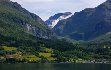 Fototapeta na wymiar Scenic view of Storfjord shoreline