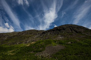 Fototapeta na wymiar Scenic view of Trolltindene mountain range