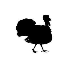 Silhouette turkey on white background. Farm animals collection. Icon