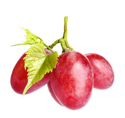 Fresh ripe juicy pink grapes isolated on white