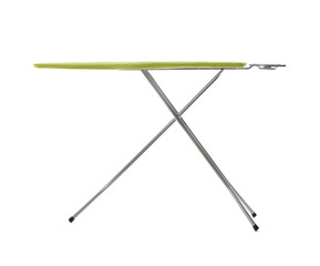 Modern empty ironing board on white background