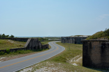 Road through historic Fort Pickens on the coast of Pensacola Florida