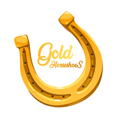 vector gold luck metallic horseshoes