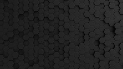 Hexagonal dark grey background texture, 3d illustration, 3d rendering © Sono Creative