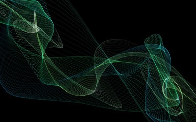 Dark abstract background with a glowing abstract waves