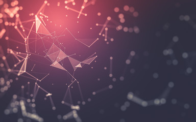 Abstract background. Molecules technology with polygonal shapes, connecting dots and lines....