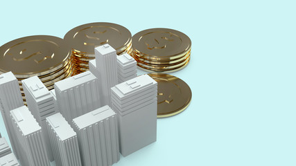 Building model and gold coins for  property content..
