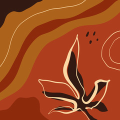 Terracotta Floral Art Print Modern Painting Fashion Scandinavian Style Color Abstraction Poster Contemporary Print Burnt Orange Vector Illustration Clipart