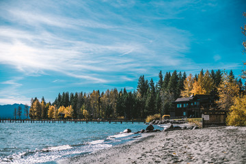 autumn landscape with lake and trees