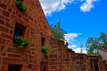 Beautiful sky with clouds over an ancient castle