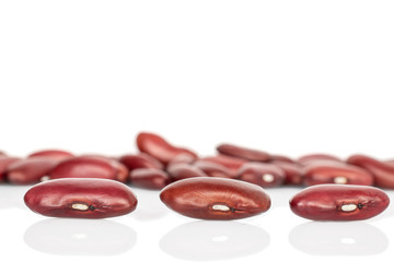 Lot of whole delicious fresh red kidney beans isolated on white background