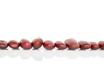 Lot of whole diet fresh red kidney beans isolated on white background