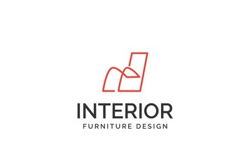 Fototapeta premium Simple minimalist furniture interior logo design with flat vector graphics
