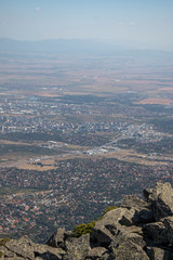 Fototapeta premium Panorama of city of Sofia from Kamen Del Peak, Bulgaria