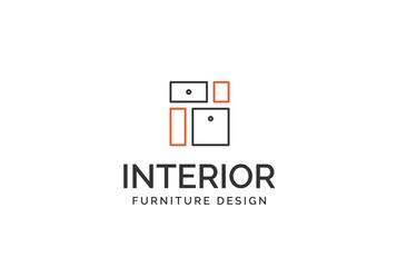 Simple minimalist furniture interior logo design with flat vector graphics