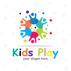 Logo design for children who play happily. a sign or symbol of happiness. playground. vector illustration elements