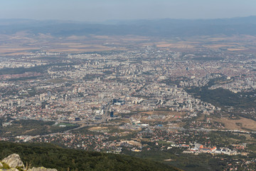 Panorama of city of Sofia from Kamen Del Peak, Bulgaria