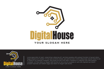 digital home logos, future technology icons, smart home Logo designs. Electronic network chip control icon. vector illustration elements