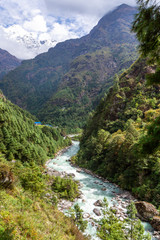 Everest in Nepal. Trekking to Everest Base Camp. Nepal.