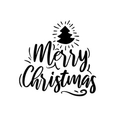 Merry Christmas ad text isolated on white.