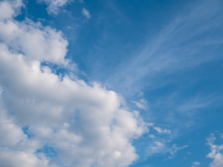 Obraz premium Blue sky with white clouds for text background.