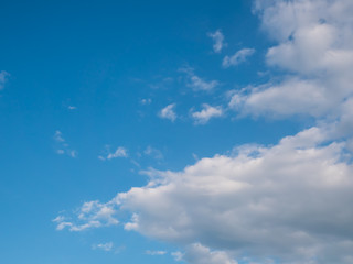 Blue sky with white clouds for text background.