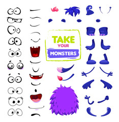 vector designer to create different cute monsters emotions