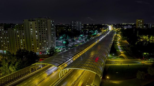 Hyper lapse of the S8 highway in the night.