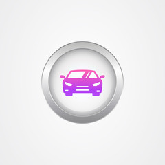 Round metal button with car icon, app icon