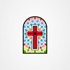 Fototapeta premium Illustration in stained glass style with a christian cross